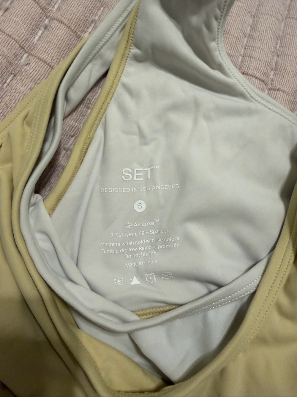 SET Active butter Yellow layered Sports Bra - Picture 2 of 2